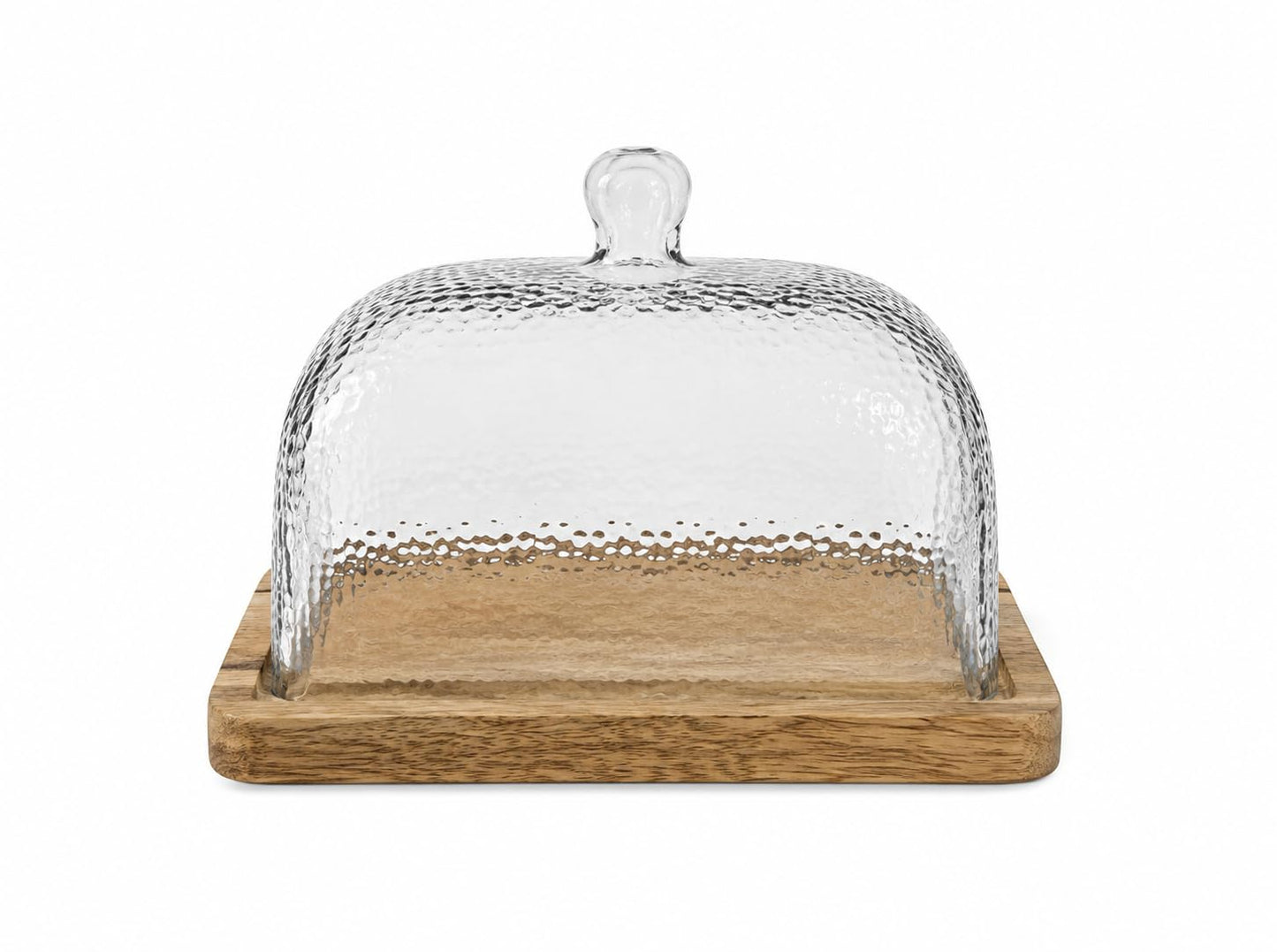 Glass Cake Dome with Wooden Base