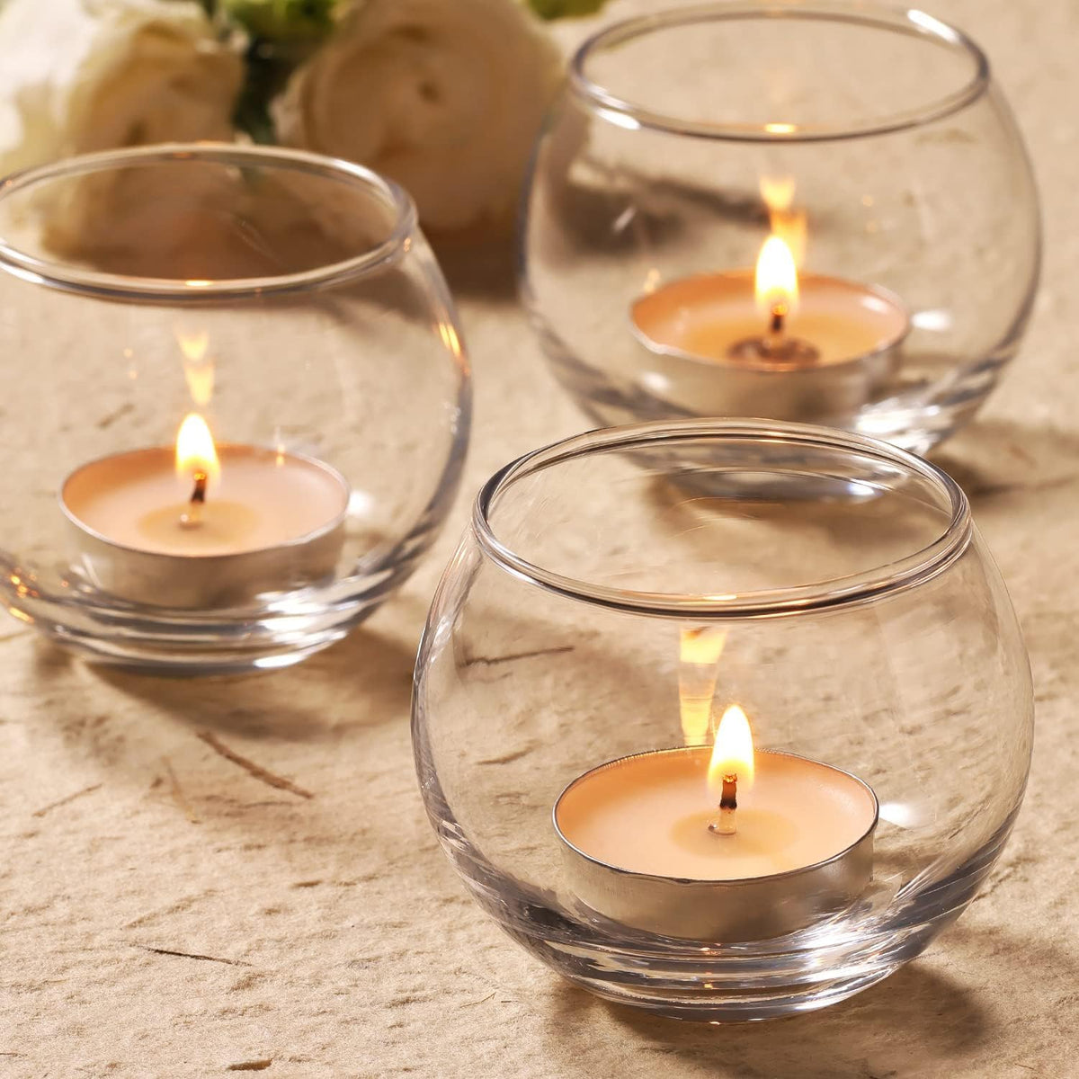 Clear Glass Tealight Candle Holders - Set of 2 (Clear)