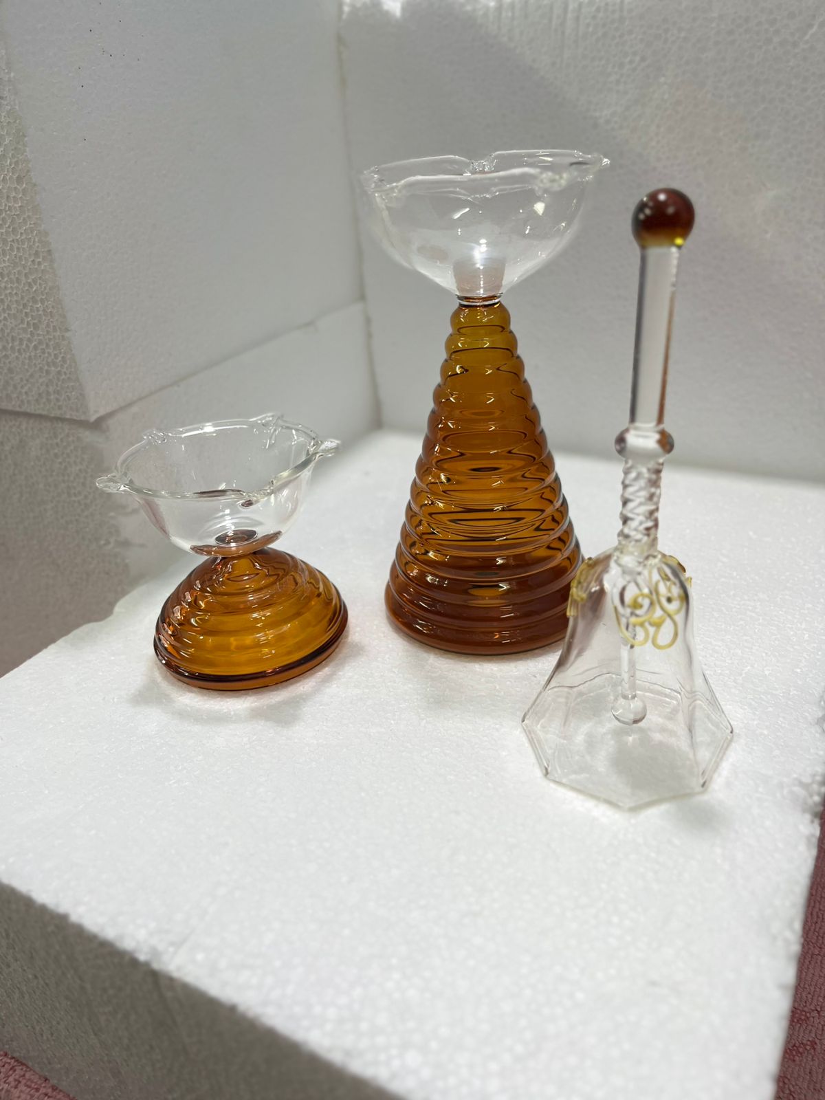 Pooja Diya Set – 3-Piece Set with Bell