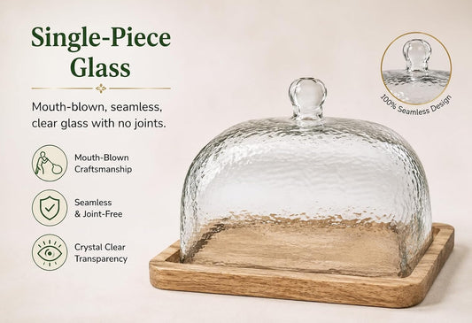Glass Cake Dome with Wooden Base