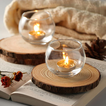 Clear Glass Tealight Candle Holders - Set of 2 (Clear)