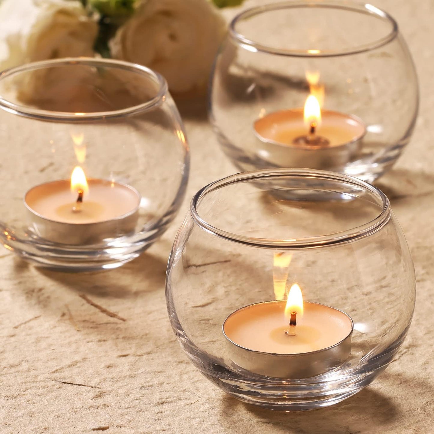 Clear Glass Tealight Candle Holders - Set of 2 (Clear)