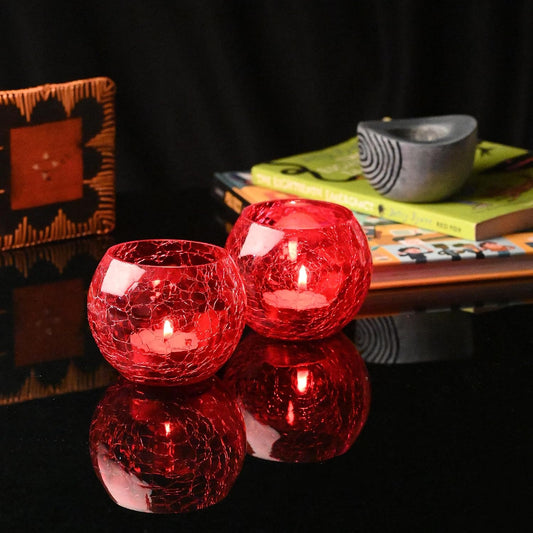 Pack of 2 crackle glass Mosaic Glass Votive