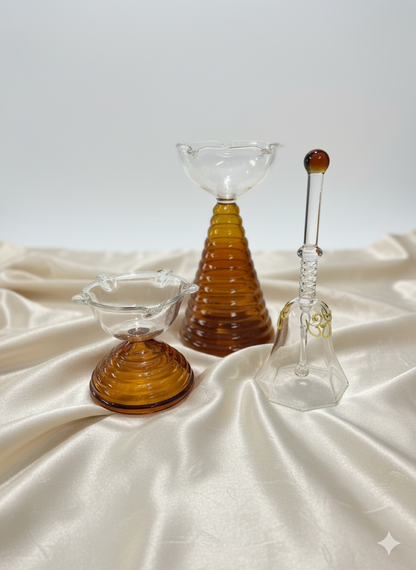 Pooja Diya Set – 3-Piece Set with Bell